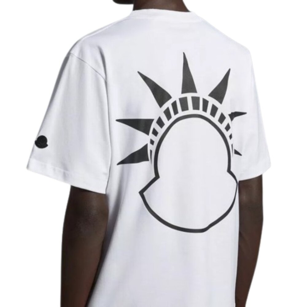 NWT Moncler X Alicia Keys T-Shirt Sz XL in White Unisex Cotton Motif Printed